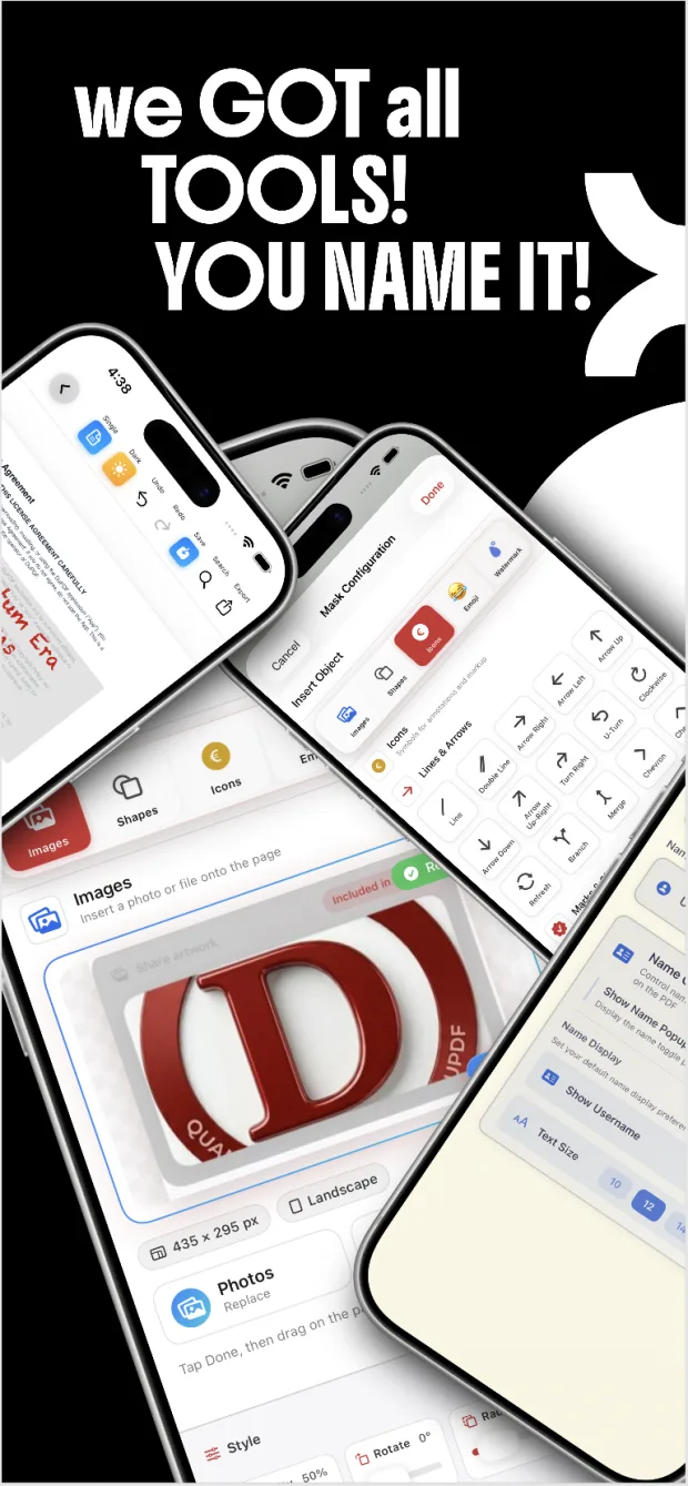 Mask configuration, shapes and icon insertion