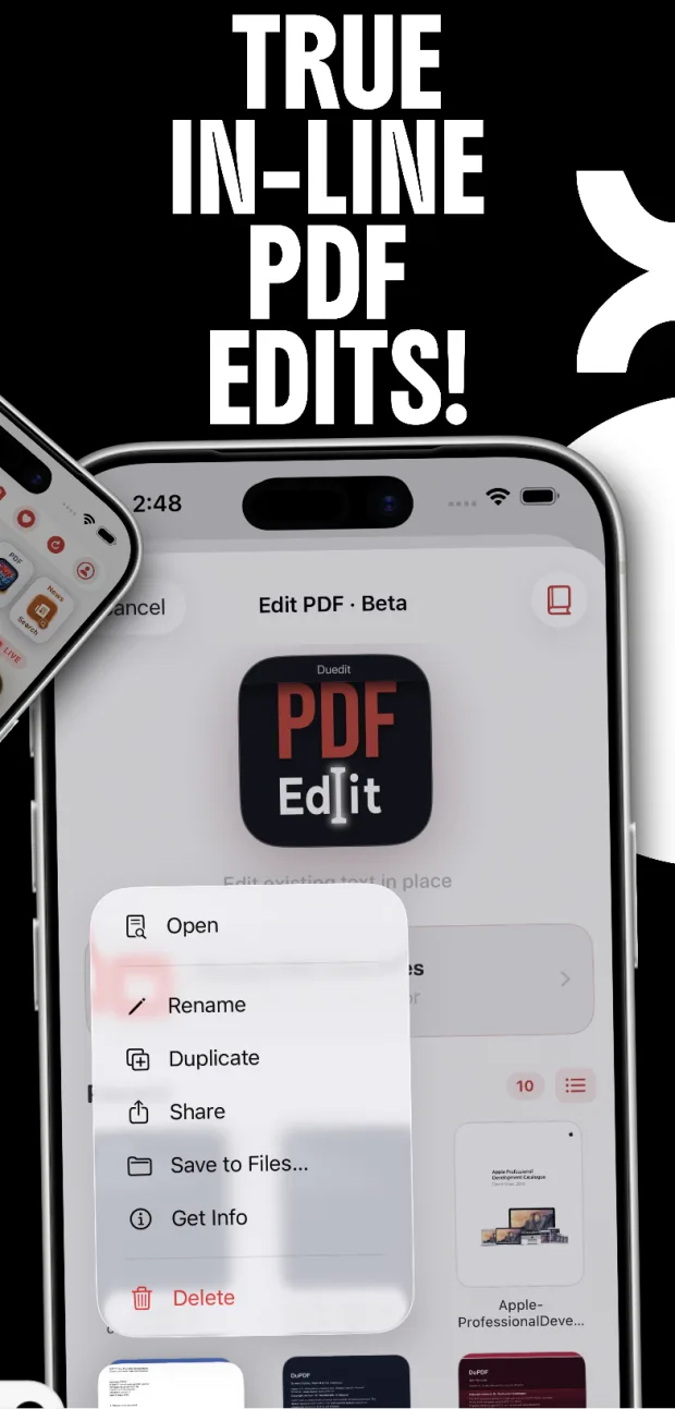 Edit PDF Beta screen