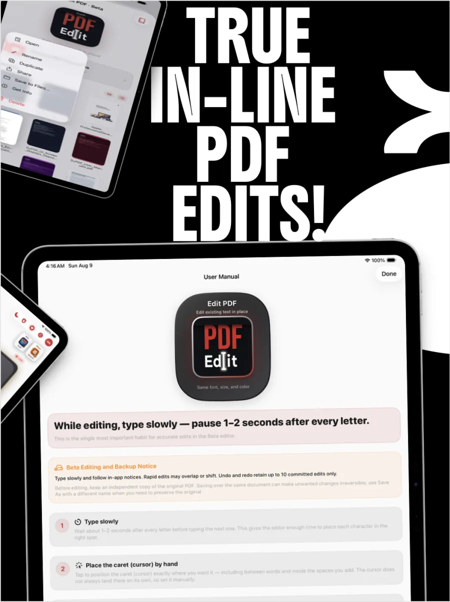 Edit PDF Beta on iPad