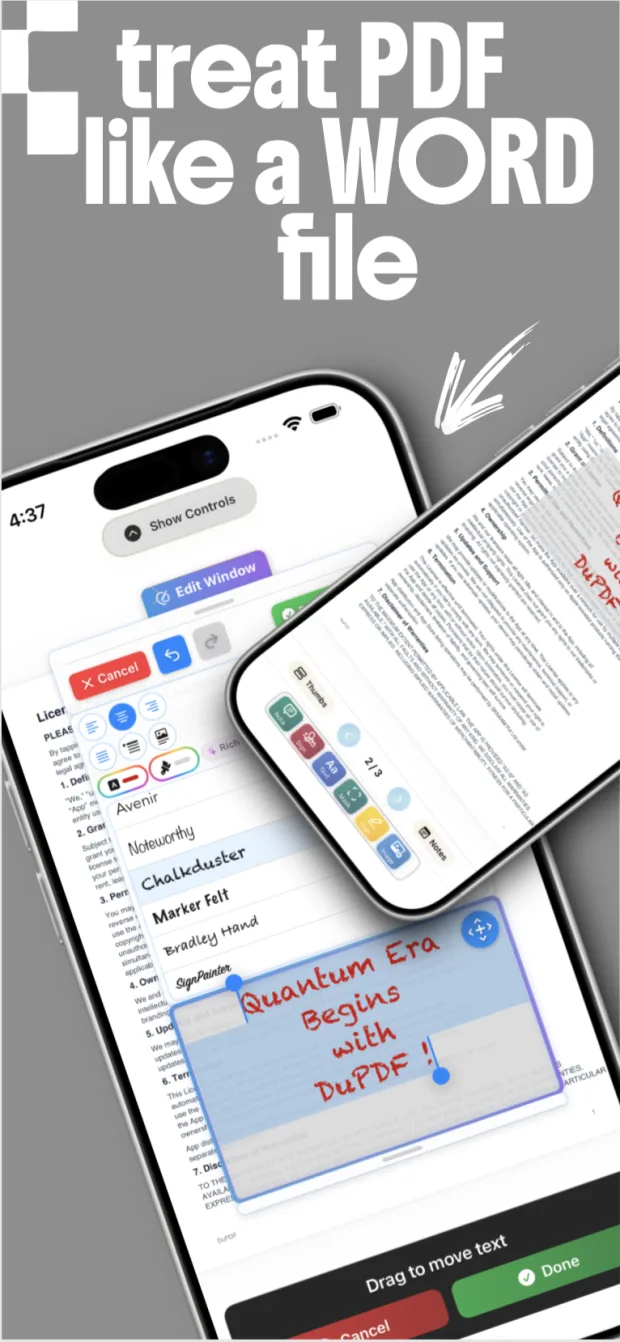 Rich inline text editor over a PDF page
